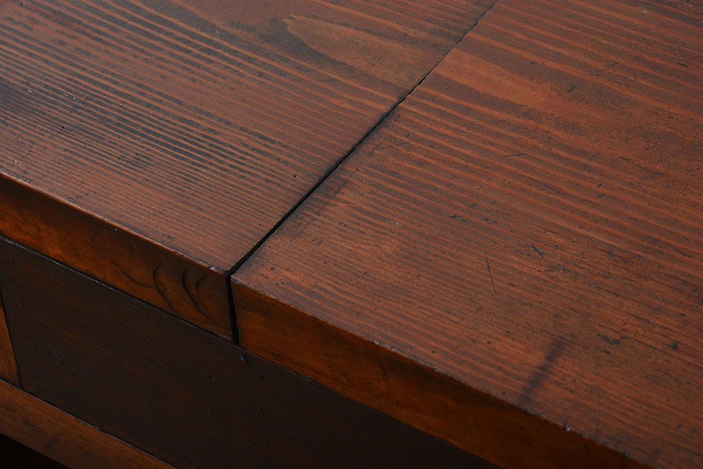 アンティーク家具　アンティーク　特大!古い木製のダイヤガラス入りカウンターテーブル