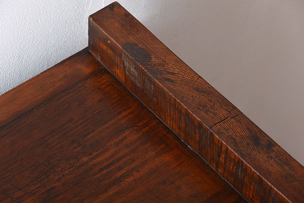 アンティーク家具　アンティーク　特大!古い木製のダイヤガラス入りカウンターテーブル