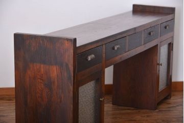 アンティーク家具　アンティーク　特大!古い木製のダイヤガラス入りカウンターテーブル