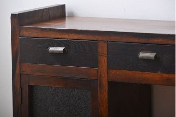 アンティーク家具　アンティーク　特大!古い木製のダイヤガラス入りカウンターテーブル