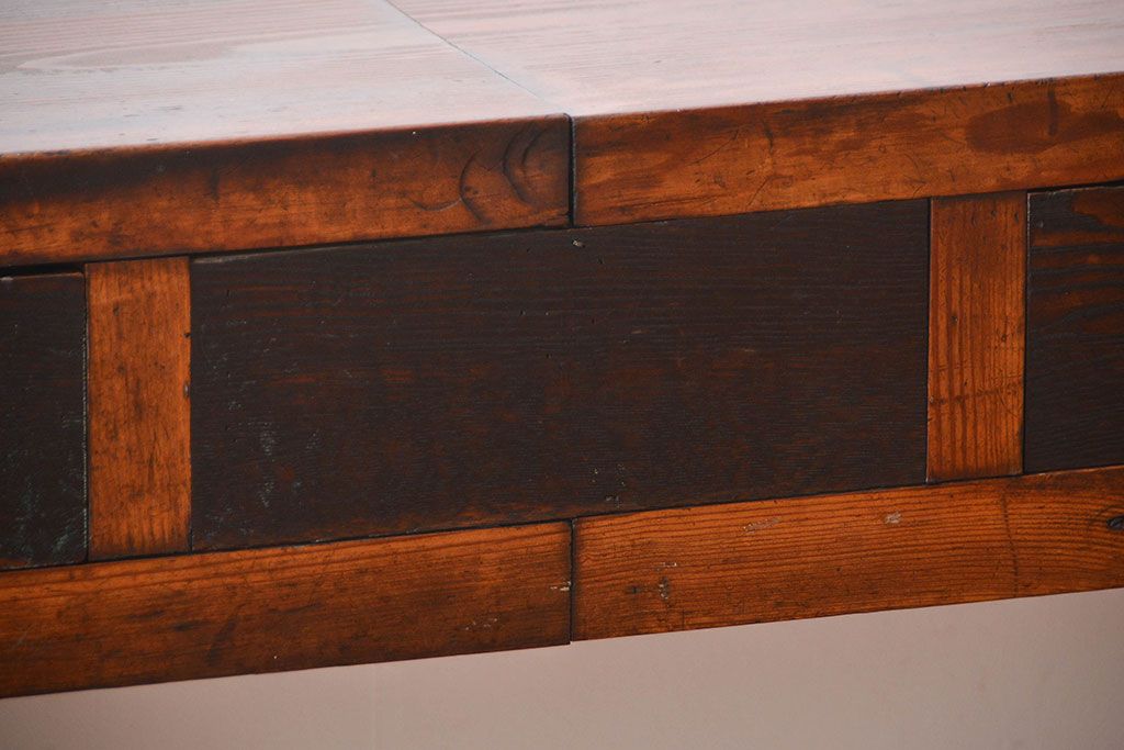 アンティーク家具　アンティーク　特大!古い木製のダイヤガラス入りカウンターテーブル