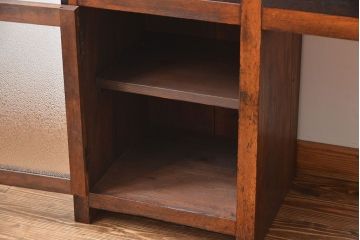 アンティーク家具　アンティーク　特大!古い木製のダイヤガラス入りカウンターテーブル