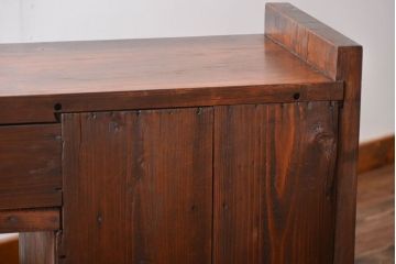 アンティーク家具　アンティーク　特大!古い木製のダイヤガラス入りカウンターテーブル