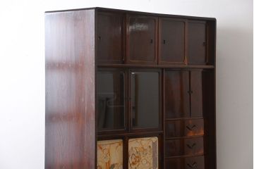 アンティーク家具　古民具・骨董　前面桑材張りの上質な茶箪笥