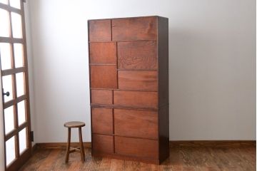 アンティーク家具　古民具・骨董　前面桑材張りの上質な茶箪笥