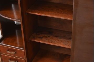 レトロ家具　昭和レトロ　古い木製の飾り棚付き収納棚