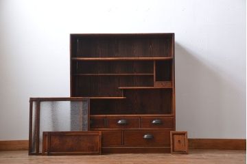 アンティーク家具　古民具・骨董　三方欅材!小さな茶箪笥
