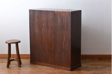 アンティーク家具　古民具・骨董　三方欅材!小さな茶箪笥