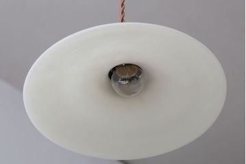 昭和レトロ　白いガラス平笠照明2個セット