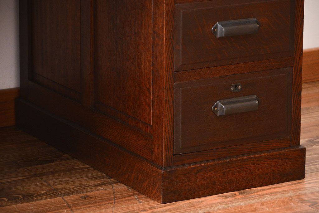 アンティーク家具　アンティーク　総無垢ナラ材の組み立て式両袖机