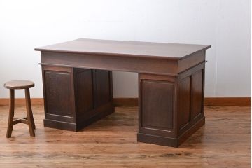 アンティーク家具　アンティーク　総無垢ナラ材の組み立て式両袖机