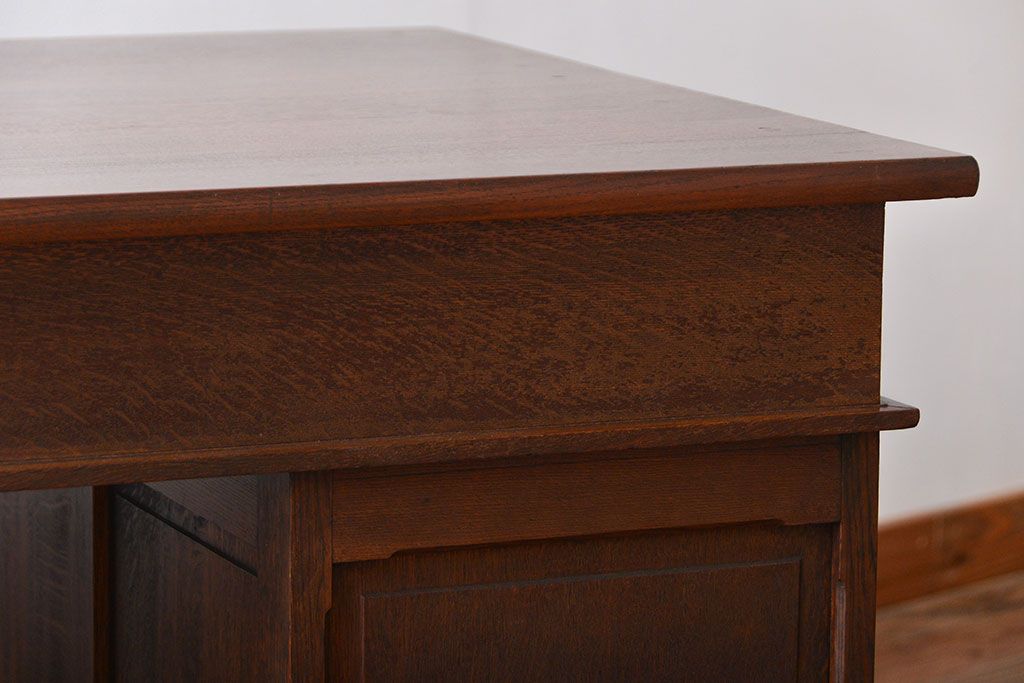 アンティーク家具　アンティーク　総無垢ナラ材の組み立て式両袖机