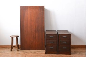 アンティーク家具　アンティーク　総無垢ナラ材の組み立て式両袖机