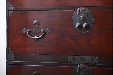 アンティーク家具　古民具・骨董　前面欅材!漆の綺麗な二本松箪笥