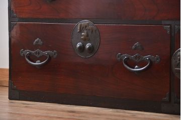 アンティーク家具　古民具・骨董　前面欅材!漆の綺麗な二本松箪笥