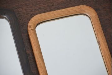 アンティーク雑貨　アンティーク　おしゃれな古い木製フレームの壁掛け鏡大小2個セット