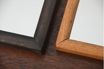 アンティーク雑貨　アンティーク　おしゃれな古い木製フレームの壁掛け鏡大小2個セット