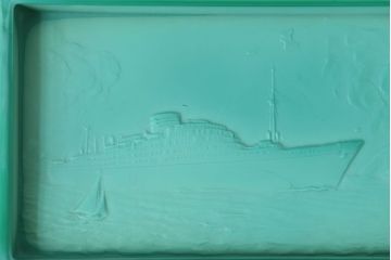 アンティーク雑貨　アンティーク　古いBRASIL MARU　ガラスプレート(ブラジル丸)