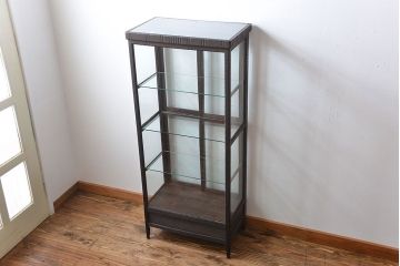 アンティーク家具　大正ロマン　お洒落な縦型5面ガラスケース