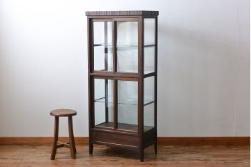 アンティーク家具　大正ロマン　お洒落な縦型5面ガラスケース