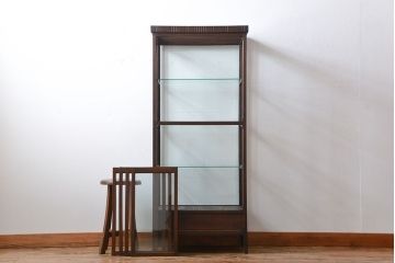 アンティーク家具　大正ロマン　お洒落な縦型5面ガラスケース