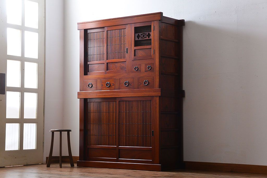 松本民芸家具 茶箪笥 和モダン 和家具 古民家 茶棚松本民芸家具シールあり