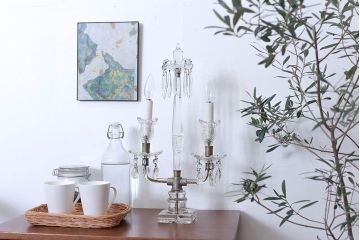 アンティーク雑貨　フランスアンティーク　クリスタルテーブルランプ(1)