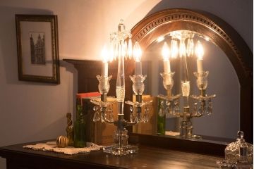 アンティーク雑貨　フランスアンティーク　クリスタルテーブルランプ(1)