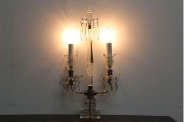 アンティーク雑貨　フランスアンティーク　クリスタルテーブルランプ(1)