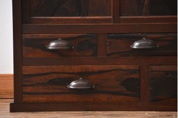 アンティーク家具　古民具・骨董　欅材と黒柿材!味わい深い茶箪笥