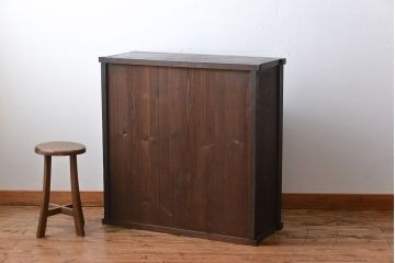 アンティーク家具　古民具・骨董　欅材と黒柿材!味わい深い茶箪笥