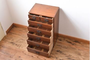 アンティーク家具　アンティーク　三方ナラ材の高級小引き出し