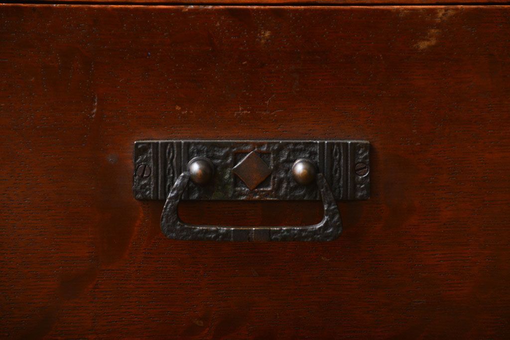 アンティーク家具　アンティーク　三方ナラ材の高級小引き出し