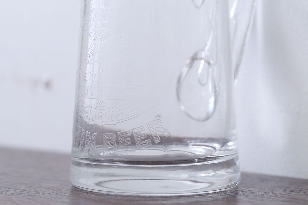 アンティーク雑貨　アンティーク　戦前・古いキリンビールジョッキ(ガラス)