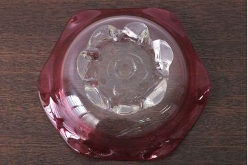 アンティーク雑貨　アンティーク　大正〜昭和初期・赤フリルガラス鉢(氷コップ)