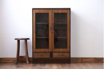 レトロ家具　昭和レトロ　引き出し2杯付き!古い木製の本箱