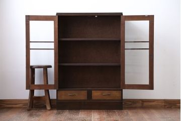 レトロ家具　昭和レトロ　引き出し2杯付き!古い木製の本箱