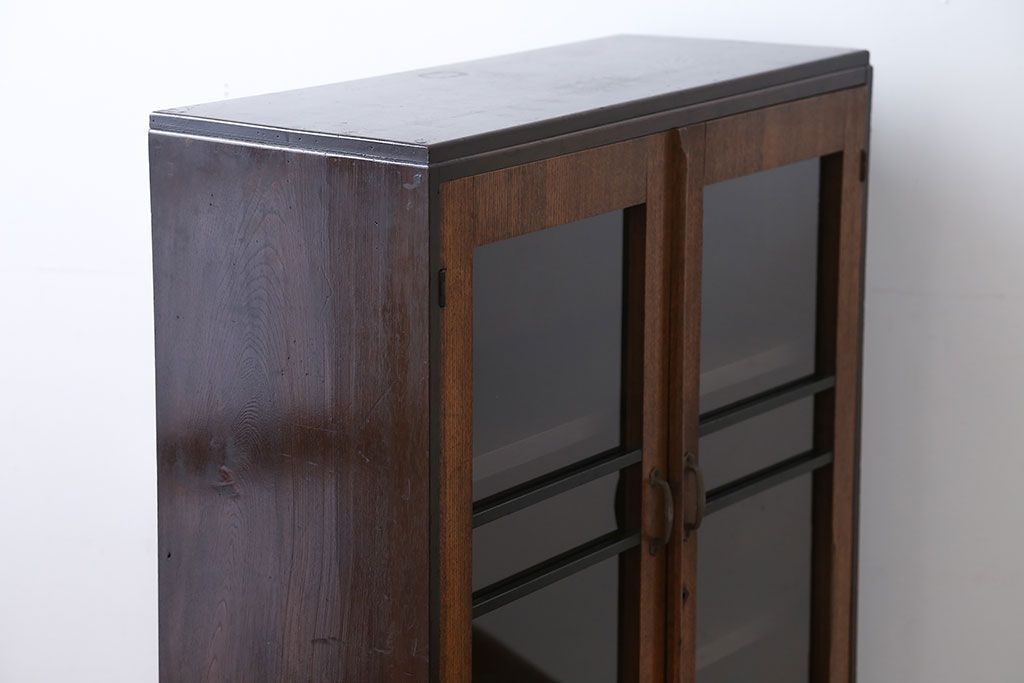 レトロ家具　昭和レトロ　引き出し2杯付き!古い木製の本箱