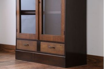 レトロ家具　昭和レトロ　引き出し2杯付き!古い木製の本箱