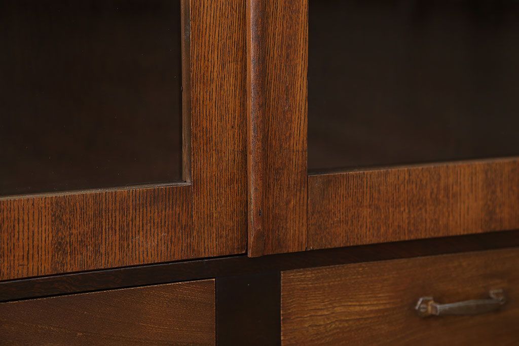 レトロ家具　昭和レトロ　引き出し2杯付き!古い木製の本箱