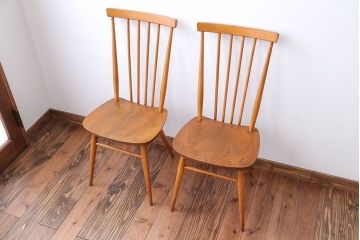 アンティーク家具　イギリスアンティーク　アーコール　ダイニングチェア2脚セット