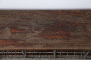 ヴィンテージ家具　イギリスビンテージ　収納籠付き!おしゃれな鉄脚ベンチ(2)
