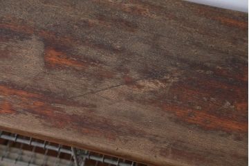 ヴィンテージ家具　イギリスビンテージ　収納籠付き!おしゃれな鉄脚ベンチ(2)