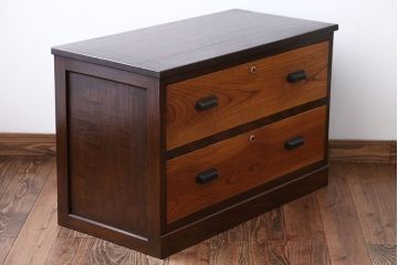 アンティーク家具　アンティーク　古い木製の2杯チェスト(引き出し・ローボード)