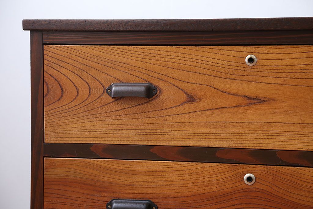 アンティーク家具　アンティーク　古い木製の2杯チェスト(引き出し・ローボード)