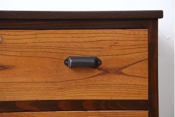 アンティーク家具　アンティーク　古い木製の2杯チェスト(引き出し・ローボード)