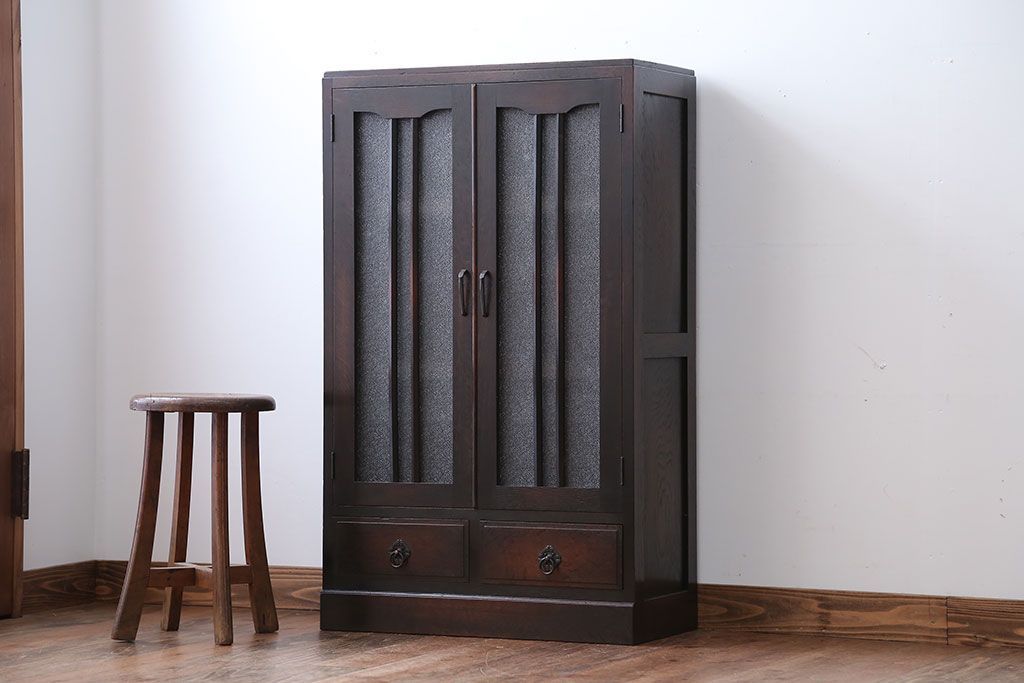 アンティーク家具　アンティーク　大正ロマンスタイルのダイヤガラス入り本箱