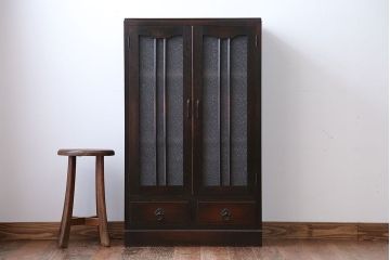 アンティーク家具　アンティーク　大正ロマンスタイルのダイヤガラス入り本箱