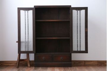 アンティーク家具　アンティーク　大正ロマンスタイルのダイヤガラス入り本箱