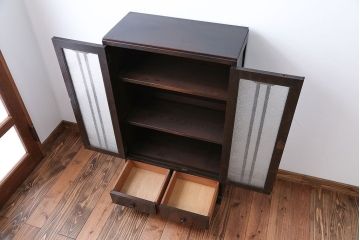 アンティーク家具　アンティーク　大正ロマンスタイルのダイヤガラス入り本箱